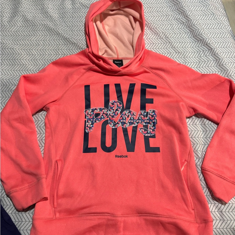 Reebok Girl’s Peach Hoodie with Bold Graphic